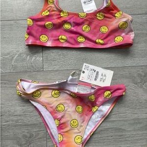 NWT Zara x Smiley world Pink and Yellow Bikini Set 9/10